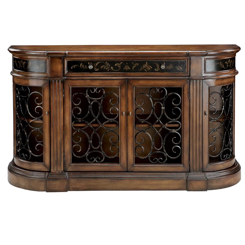 Stein World Credenzas 4Door Medium Brown Credenza with Cutout Detail